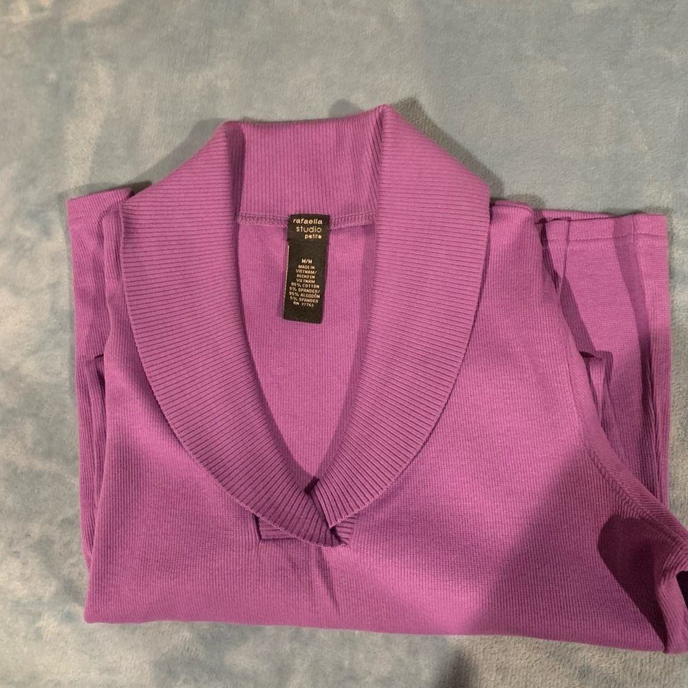 New WOT Rafaella v neck sweater purple, size medium
